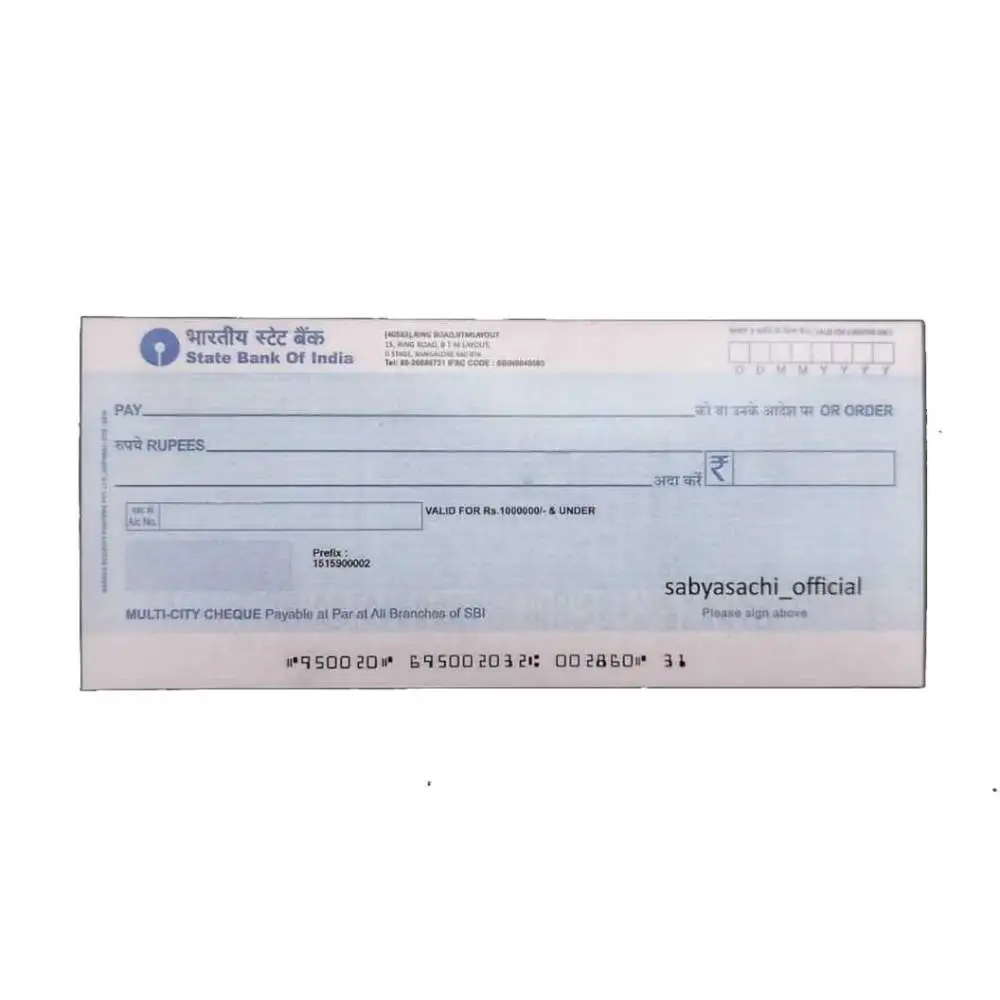 personalized cheque